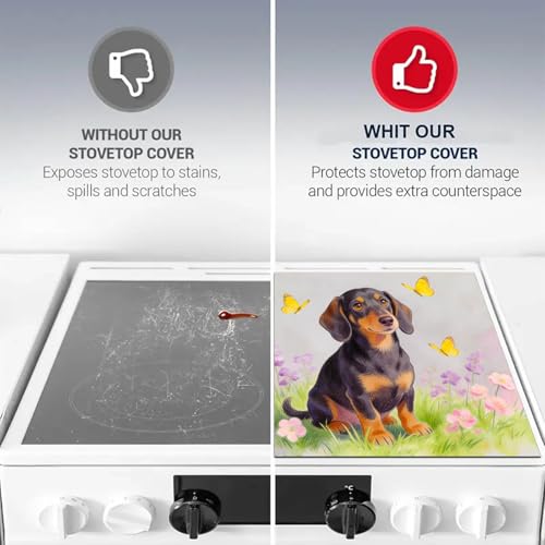 Image of HOMETITUTE Spring Stove Top Cover 28x20 Dachshund Meadow Heat Resistant