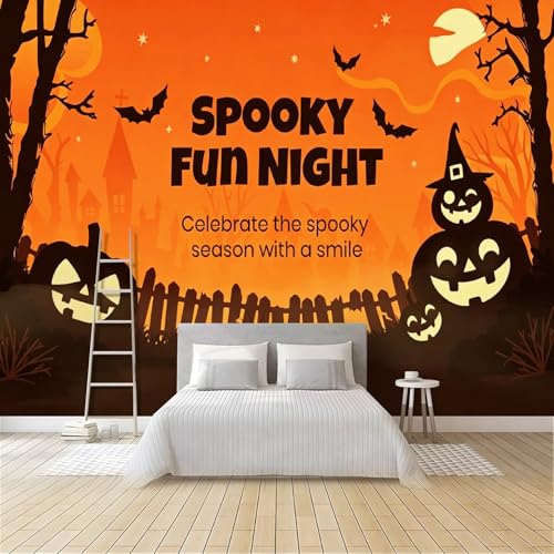 Fresque murale 3D Halloween supérieure, papier peint panoramique haut de gamme - 4