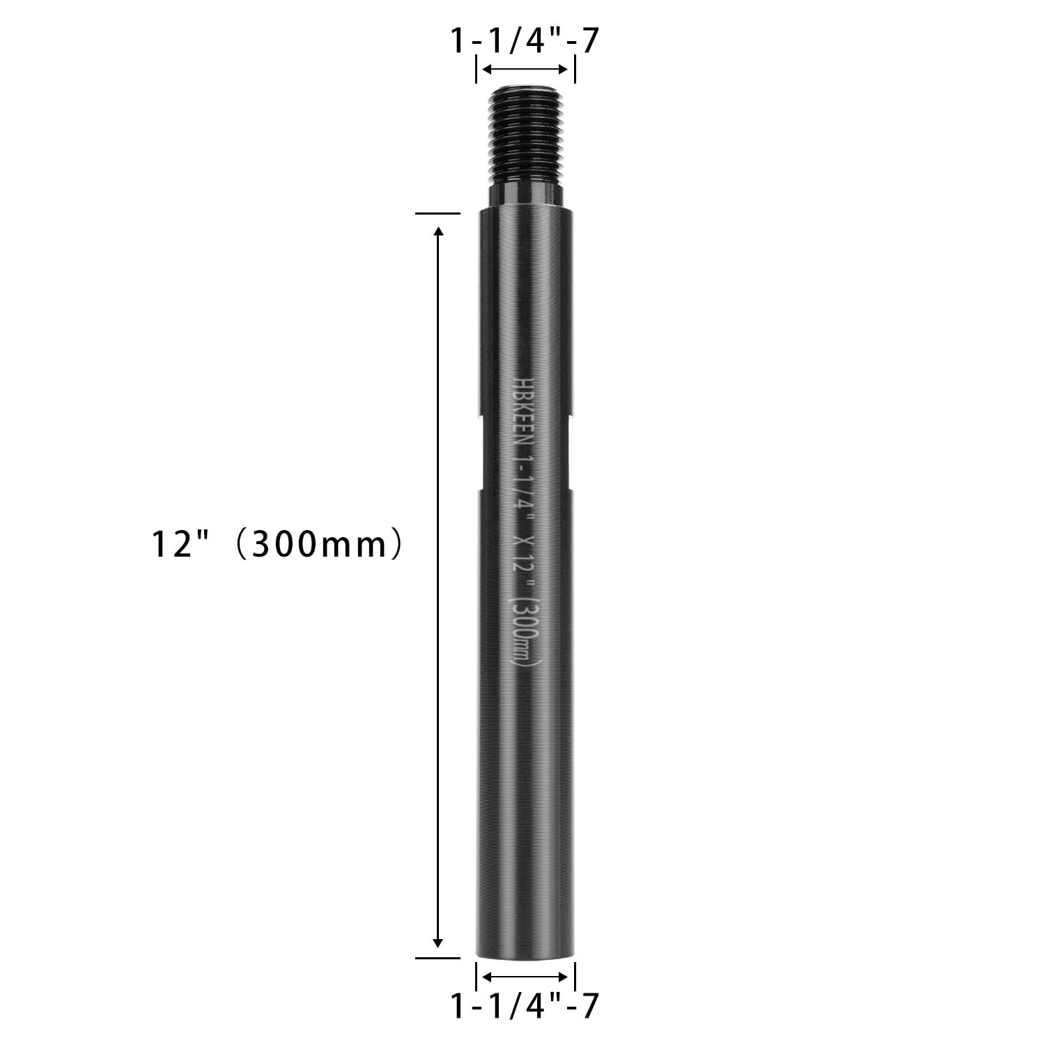 Extensión de broca de núcleo de 12 pulgadas, extensión de brocas de núcleo de diamante con rosca de 1-1/4"-7, extensión de broca de núcleo de hormigón redondo para uso con broca de núcleo para