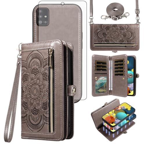 Coque Samsung Galaxy A51 5G avec portefeuille amovible et bandoulière