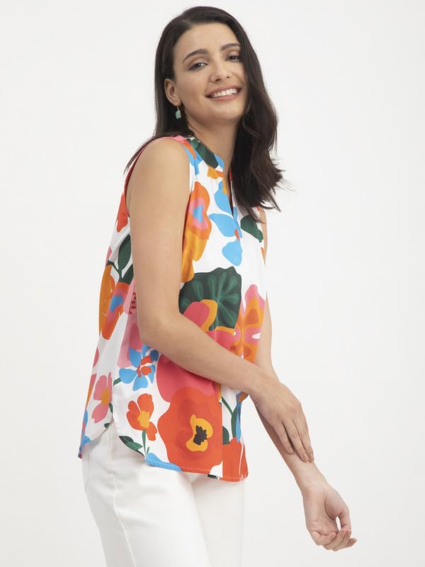 Image of FableStreet Floral Print Sleeveless Top - Multicolour