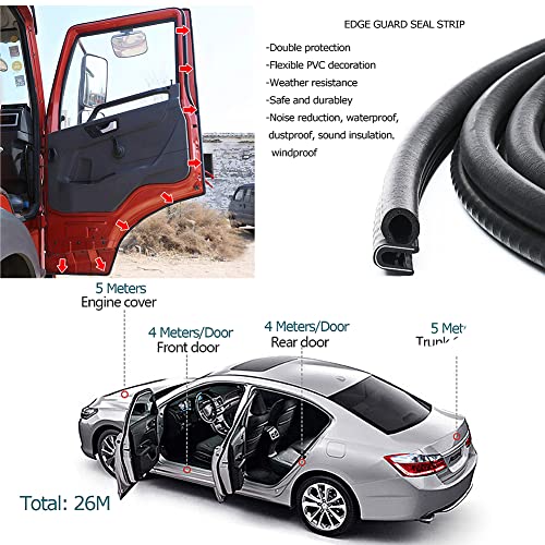 Image of Rubber Edge Trim 23Ft Car Door Seal Strip with Side Bulb, Automotive Weather Stripping Edge Guard Universal Fit for Camper Van, Trucks, SUV, RV