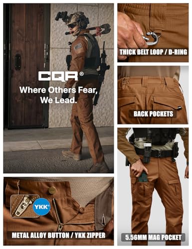 Image of CQR Men's Flex Ripstop Tactical Pants, Water Resistant Stretch Cargo Pants, Lightweight EDC Hiking Work Pants