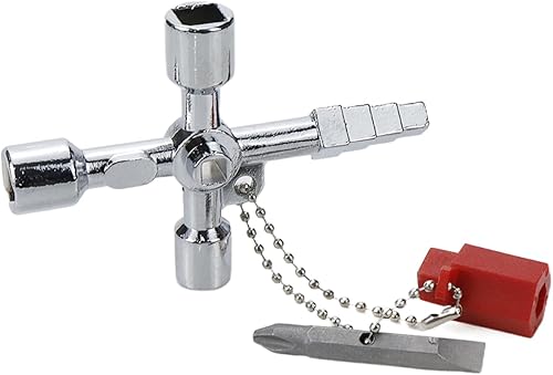 Miniatura 2 de Llave cruzada de 4 vías, llave de triángulocuadrada de aleación de zinc 4 en 1, llave multifuncional para llave de silvicultura, válvula, espigas,