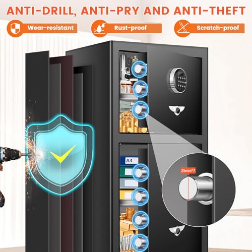 【2025 New】35.4\" Tall Extra Large Fireproof Safe for Home, Double Door Home Safe Box with [Hidden Compartment], Large Safes with Digital Keypad & Dual Alarm for Home Office Business - Thumbnail 4