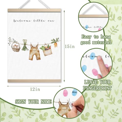 Image of Locally Grown Baby Shower Decoration, Gender Reveal Party Decorations Gifts Ideas, Baby Shower Party Supplies, Thumbprint Hanging Paintings(12x15in)