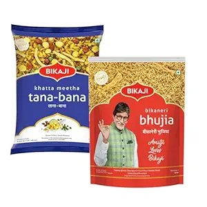 Khatta Meetha 1000g and Bhujia 200g Combo of 1200g (42.33Oz) – Authentic Indian Snacks Family Pack | Crunchy Namkeen, Party Mix, Bar Snacks & Tea-Time Treats