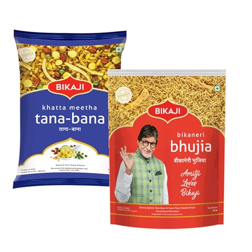 Khatta Meetha 1000g and Bhujia 200g Combo of 1200g (42.33Oz) – Authentic Indian Snacks Family Pack | Crunchy Namkeen, Party Mix, Bar Snacks & Tea-Time Treats