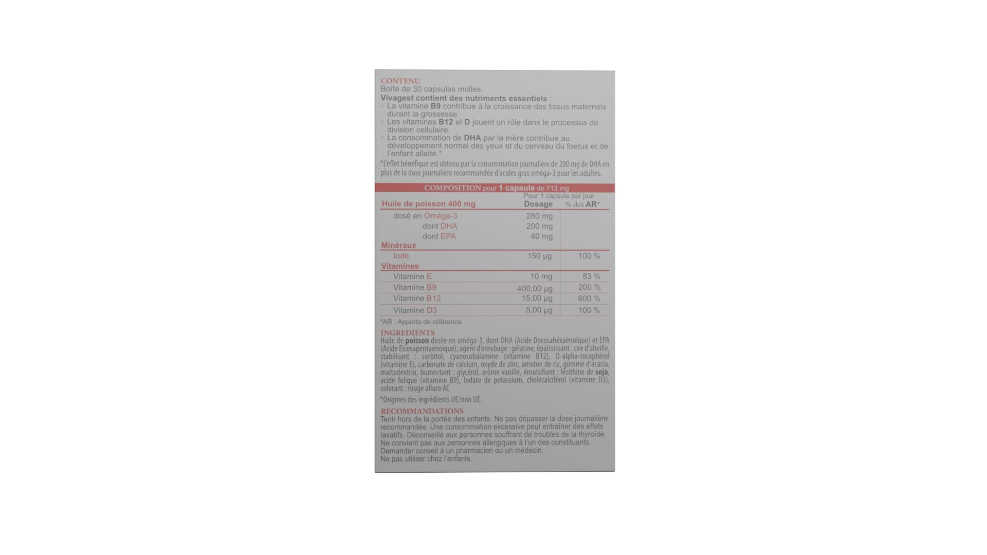 Complément Alimentaire Triple Action – Désir de Grossesse & Préconception, Grossesse, Allaitement – Oméga 3 DHA EPA, Complexe Vitamines B9+B12, D3, E, Iode (30 Capsules, 1 mois)