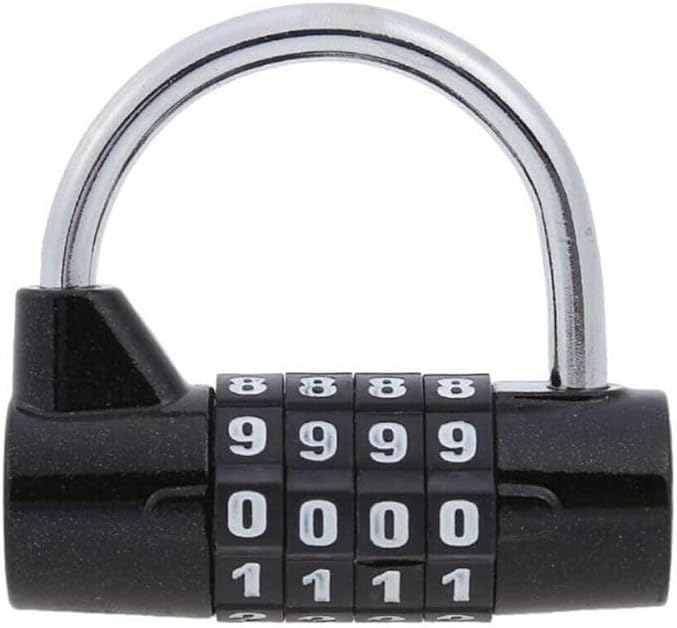 4 Digit Combination Padlock Garage U Disc Code Gym Locker Door Padlock Tool Box Red Size：50x24x20mm