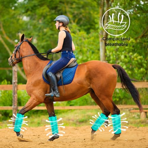 Image of Horse Fly Boots, Breathable Mesh Protection Set of 4, Comfortable Horse Leggings, Breathable Mesh Design, Equine Supplies for Reduce Stomping, Hoof Damage & Leg Fatigue (Green, Medium)
