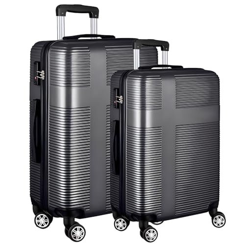 Hardshell Luggage Sets, Lightweight Carry-on with Spinner Wheels,Travel Rolling Suitcase Clearance with TSA Lock for travel (Black, 2-Piece Set 24/28)