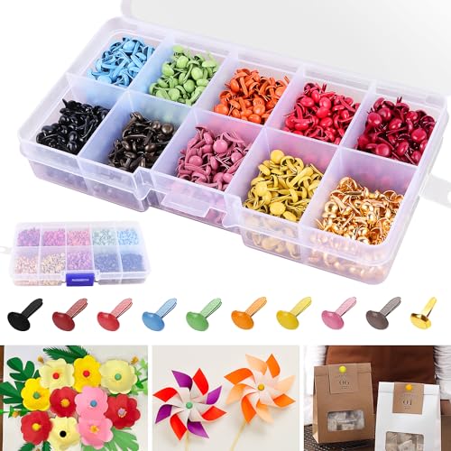 BSTDAYEVER Attache Parisienne Mini Brads 1000pcs Métal Ronde Brads 4.5X8mm Métal Attaches Broches Fendues Antirouille und Sûr pour I'école Le Bureau Les...