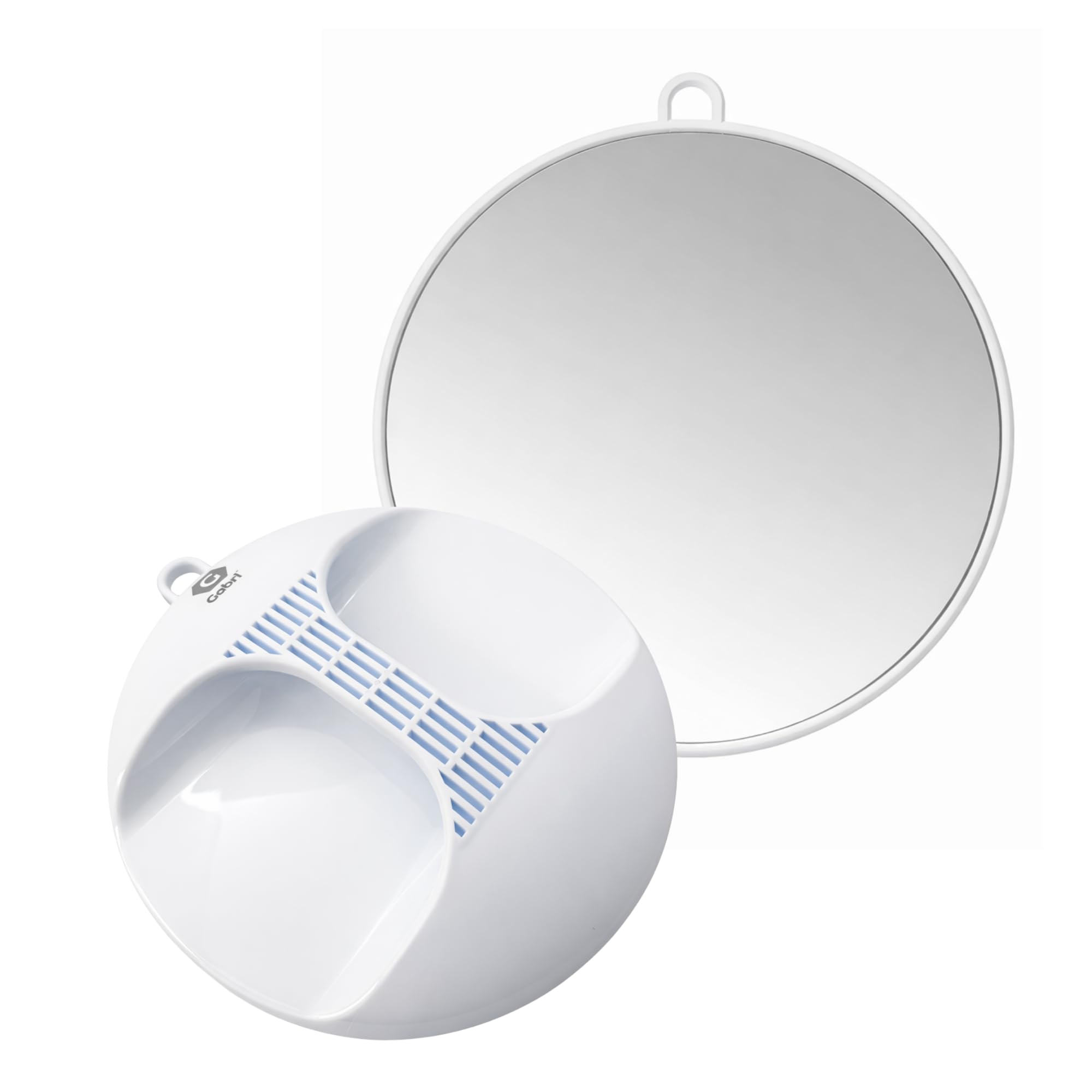 G Gabri White Gabri Hand Held Mirror, Professional Lightweight Round Barber Mirror 28Cm With Handle Portable Back View Salon, Makeup Hairdressing, Barbers Shaving Salon Mirrors (White)