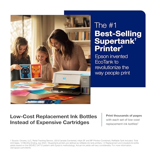 Epson EcoTank ET-2980 Wireless All-in-One Color Supertank Printer with up to 3 Years of Ink, Refillable Tanks, Perfect for Home, 15 PPM, 1.44" Color Screen, Auto 2-Sided Printing - White - Image 3