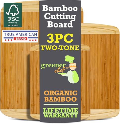 Extra Large Bamboo Cutting Board Set – Wood Cutting Boards for Ki...