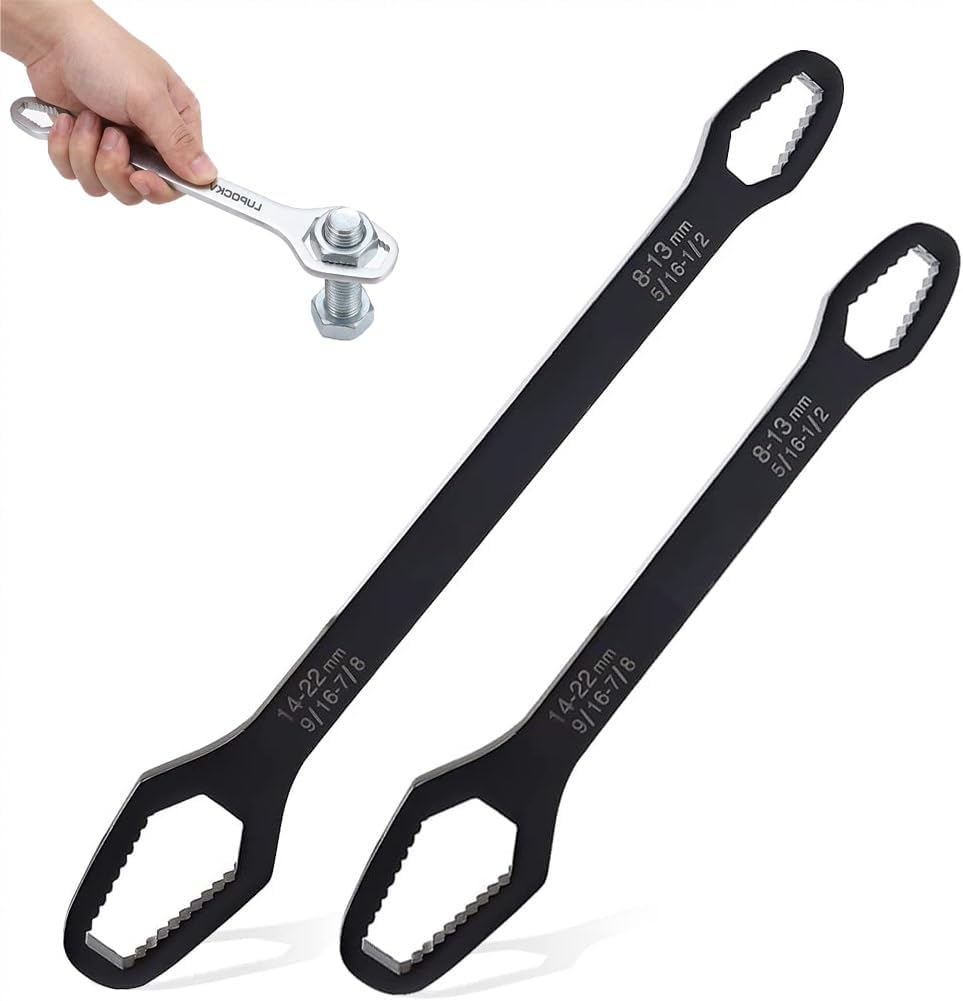 2pcs Universal Wrench Set Self Adjusting Double End Tool Multi Size 8-22mm Automotive Torque Spanner Heavy Duty Grip Repair Kit Mechanic Hand Use Universal Wrench Tool