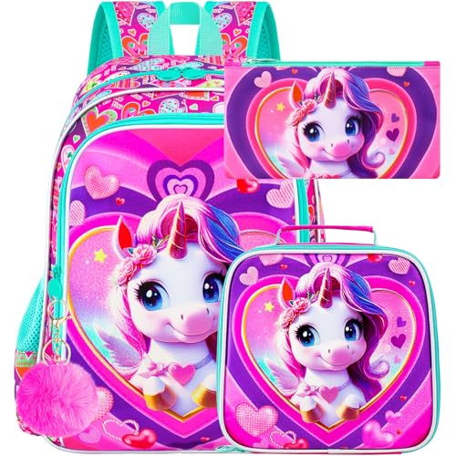 3PCS Unicorn Backpack Set