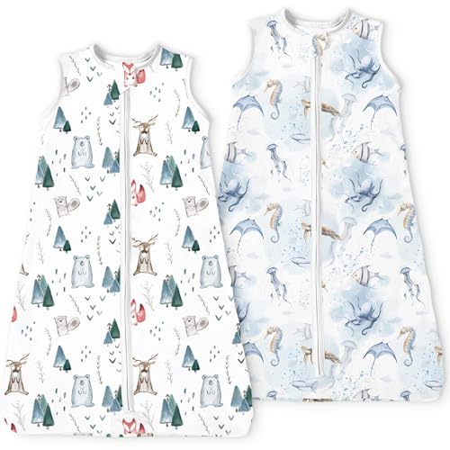 Image of Toddler Sleep Sacks 2T-3T-4T, 0.5 TOG Light Summer Wearable Blankets, Extra Long XL Sleeping Bags, 2 Pack