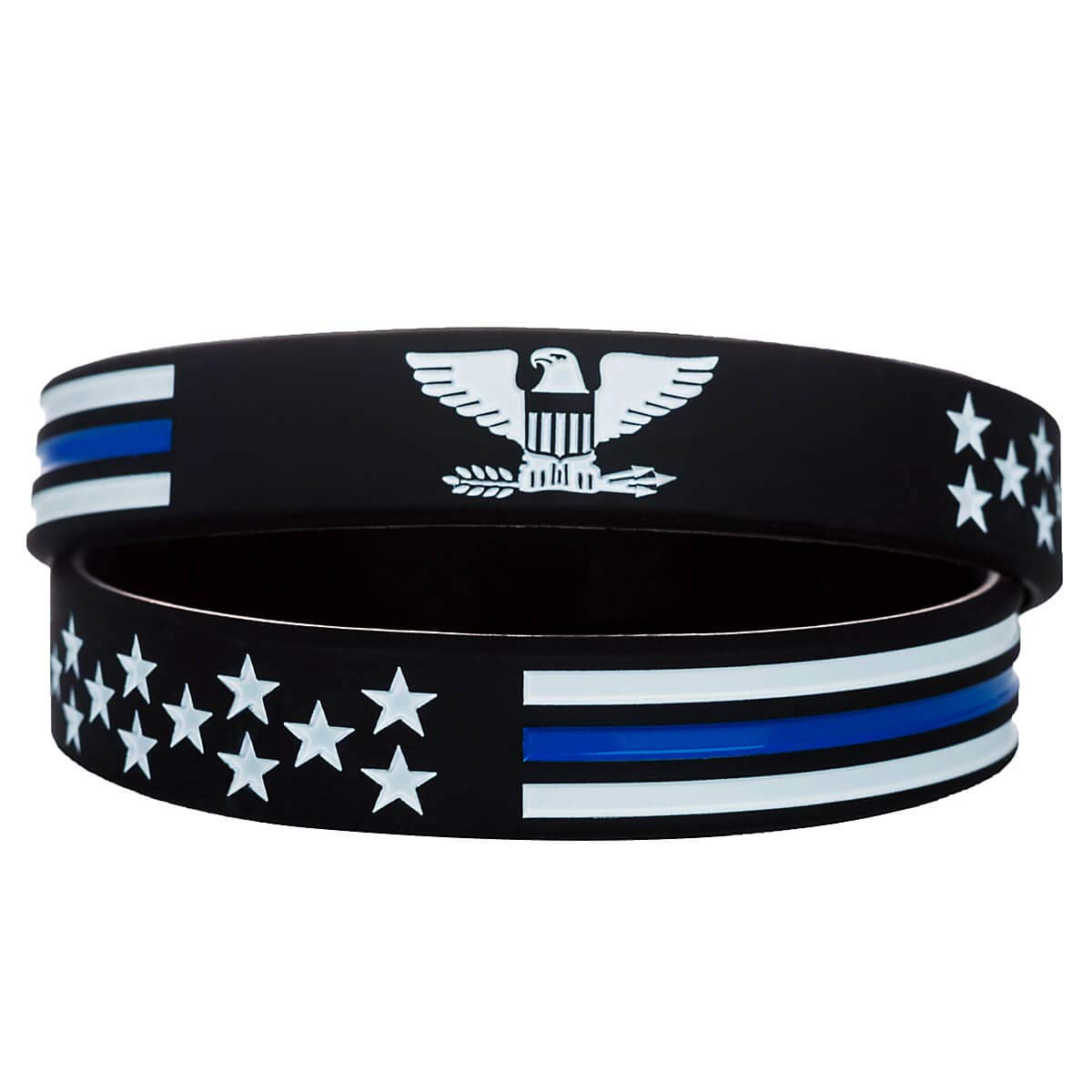 SainstoneSainstone Thin Blue Line American Power Eagle Bracelets with American Flag - Support Law Enforcement Silicone Rubber Wristbands Gifts for Police Cops, Patriots, Men, Women