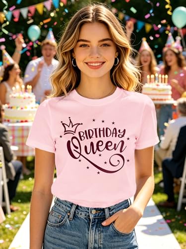 Image of Birthday Shirts Women Happy Birthday Queen and Squad Tee Tops
