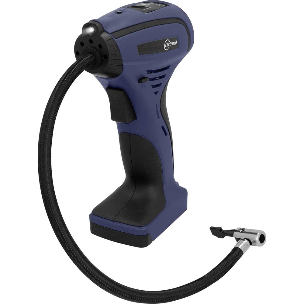 cartrend 10728 LED Handkompressor 12V, beleuchtet,Luftpumpe für Reifen,Bälle,Luftmatratzen,Schwimmhilfen,mit LCD-Display, 25 l/min, 8,3 Bar