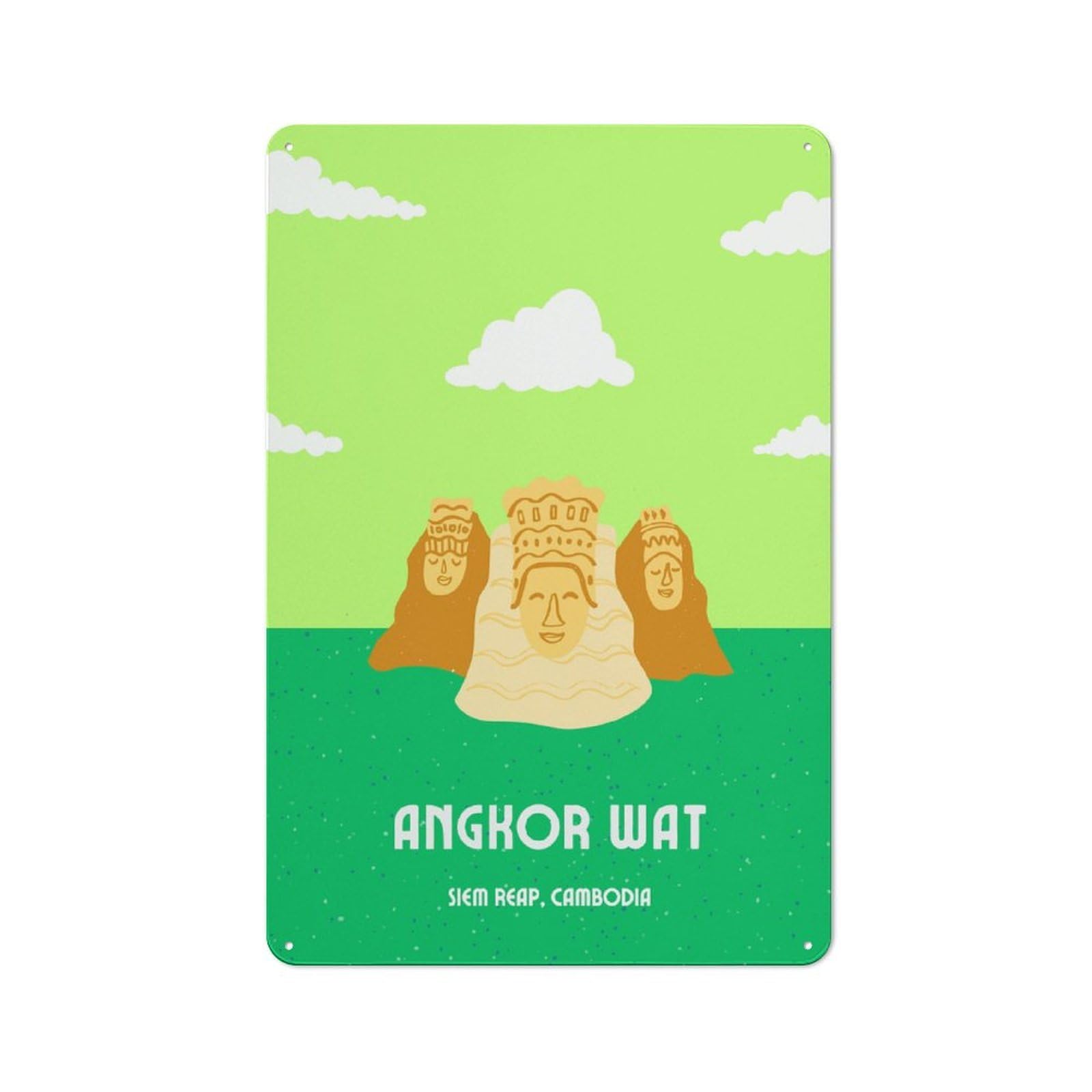 Urban Angkor Wat Travel Decorative Metal Plaque 30x20cm, Urban Room Decor for Flat, Bar, Studio Or Gallery Wall