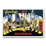 GREETINGS FROM HOLLYWOOD, CA vintage reprint postcard set of 20 identical postcards. Large Letter Hollywood, California city name post card pack (ca. 1930's-1940's). Made in USA.