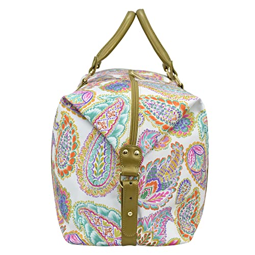 Image of Anuschka Great Escape Duffel Bag - Wanderlust Collection - Nylon Fabric with Genuine Leather Trim and Artwork Print
