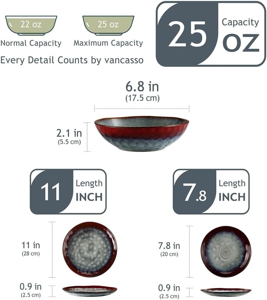 Starry Sky 36 Pieces Set Retro Appearance Ceramic Red Pottery Tableware with Plate Dessert Bowl