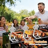 HGroCA Hot Dog Holder Stand BBQ Accessories, Grill 4Pcs Barbecue Forks Stainless Steel Funny Gift for Party Camping