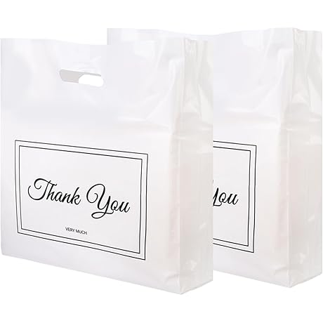 100-Pack 16x18 Inch White Shopping Bags for Clothing