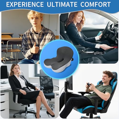 Image of Seat Cushion, Memory Foam Ergonomic Seat Cushion for Long Sitting,Lumbar Support Cushion Pad Pillow for Pressure Relief Sciatica & Pain Relief for Car,Office, Gaming Chair, Truck Driver