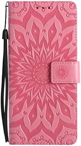 A-slim Galaxy Note 8 Wallet Case, (TM) Sun Pattern Embossed PU Leather Magnetic Flip Cover Card Holders & Hand Strap Wallet Purse Case for Samsung Galaxy Note 8 - Pink