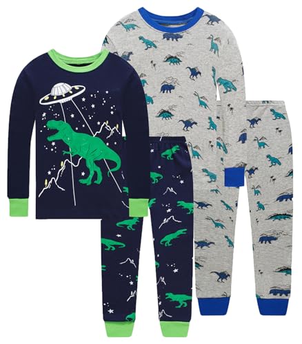Image of Little bety Boys 4 Pieces Cotton Pajamas Toddlers Long Sleeve 24M-12Years