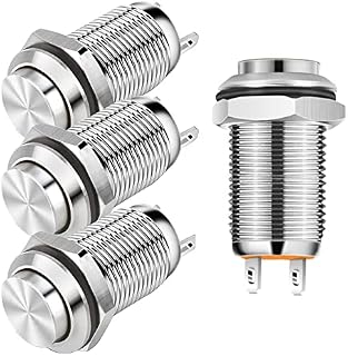 Gebildet 4 szt. 12 mm 3 A 12 V/24 V/125 V/250 VAC WŁ/WYŁ Wodoszczelny Wyłącznik Przyciskowy Miedź Niklowana(Wysoka Głowica)