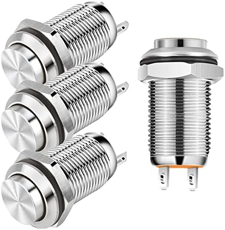 Gebildet 4 szt. 12 mm 3 A 12 V/24 V/125 V/250 VAC WŁ/WYŁ Wodoszczelny Wyłącznik Przyciskowy Miedź Niklowana(Wysoka Głowica)