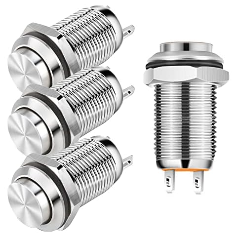 Gebildet 4pcs 12mm 3A 12V/24V/125V/250VAC Wasserdichte Druckschalter Latching Edelstahl Druckschalter EIN-AUS(Hoher Kopf) Cover