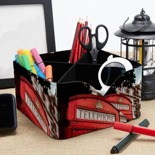 Pot de rangement pour bureau rouge anti-désordre à compartiments - 8