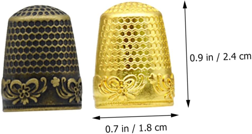 IWOWHERO 6pcs Metal Sewing Thimbles Finger Protectors for Needlework Vintage Copper Thimble Rings for DIY Craft Projects