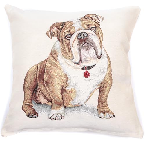 textile idea Kissenbezug 45x45 Gobelin, Deko Kissen mit Motiv, Kissenhülle, Dekokissen, Sofakissen - Englische Bulldogge 1 STK.