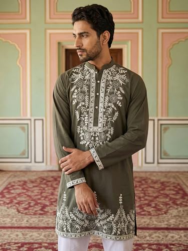 Image of Jompers Men Japanese Fabric Embroidered Kurta Set