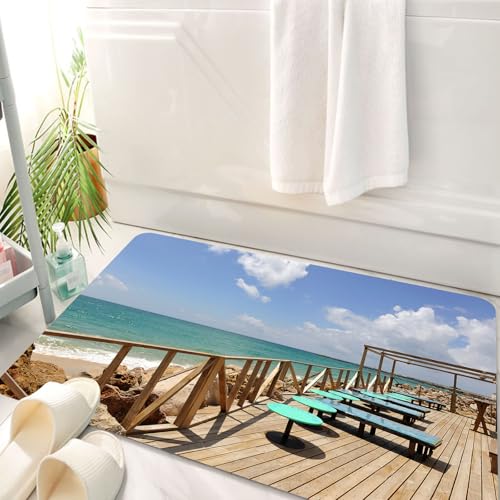 HKPOEQ Alfombrilla de Baño de Microfibra, Tapete para Puerta y Mascotas, Súper Grueso y Absorbente,Playa Romana Playa en Alcossebre también Alcoceber en Castellón de España,50 x 80 cm