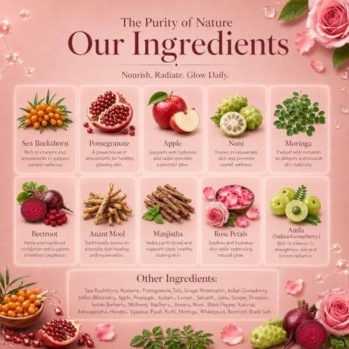 Image of The Wellness Shop Collagen Skin Radiance Juice 500ml x 2 | Natural Ayurvedic Supplement for Skin Glow and Healthy Hair | Sea Buckthorn Moringa Herbal Drink | Daily Beauty Wellness Juice for Men Women