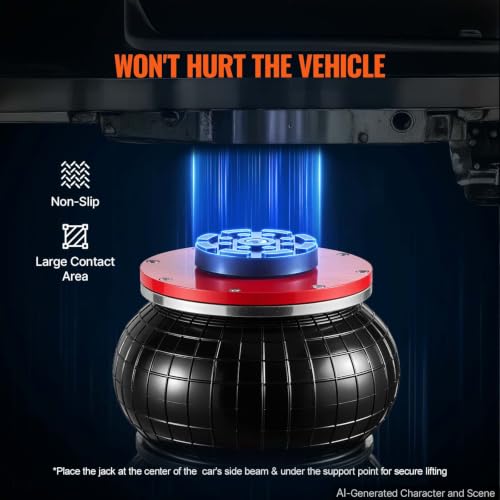 Image of VEVOR Air Jack, 3 Ton /6600 lbs Triple Bag Air Jack, Air Bag Jack Lift Up to 15.75 Inch, 3-8S Fast Lifting Air Bag Jack for Cars with Short Handle (Red)