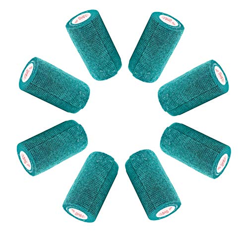 Image of 4 Inch Vet Wrap Tape Bulk (Hunter Green) (Pack of 6) Self Adhesive Adherent Adhering Flex Bandage Grip Roll for Dog Cat Pet Horse