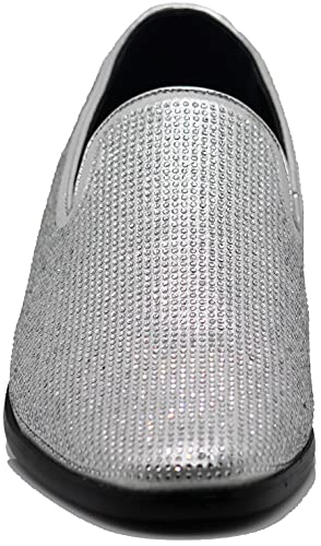 Image of SPK24 Men Vintage Spikes Sparkle Formal Tuxedo Stage Fashion Slip On Loafer Dress Shoes