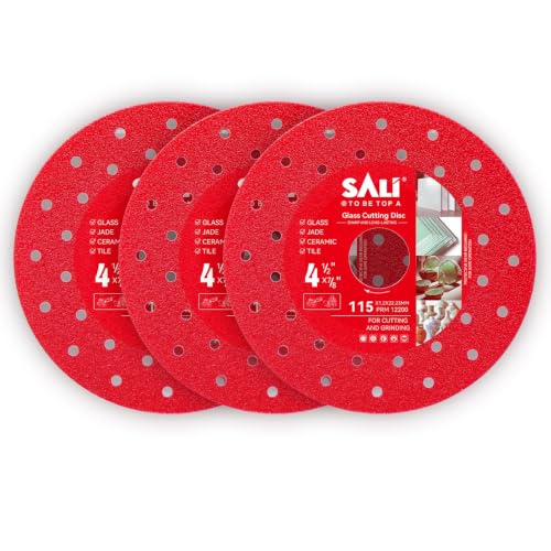 SALI 3 Pack 4-1/2' Diamond Saw Blades, 7/8' Arbor Tile Cutter Discs for Angle Grinder, Wet/Dry Cutting for Porcelain, Ceramic, Glass, Marble, Jade, Crystal & Wine Bottles (3, 4-1/2' Porous)