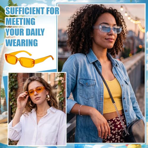 Image of Ecally 36 Set DIY Rectangle Sunglasses Decorating Kit for Women | Retro Sunglasses Bulk Outdoor Eyewear, Vintage Trendy Sunglasses for 90s Crafts Part