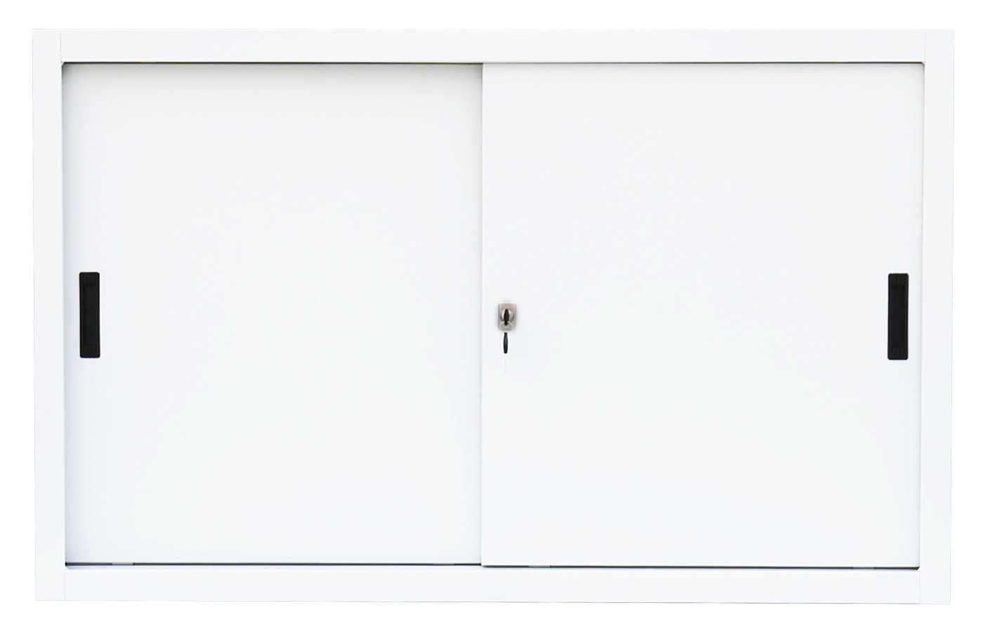 Schiebetürenschrank komplett montiert weiß 75x160x45cm (HxBxT) Schwebetürenschrank Büro Aktenschrank Sideboard aus Stahl 550137